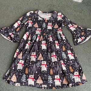 Bell sleeve winter theme dress